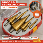 🔩✨ SET DE 6 BROCAS ESCALONADAS DE TITANIO ✨🔩